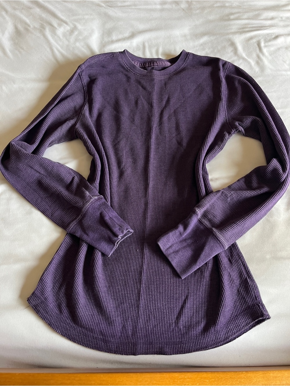 Mossimo Supply Co Purple Waffle Knit Long Sleeve Shirt Size S 60/40 Cotton Poly